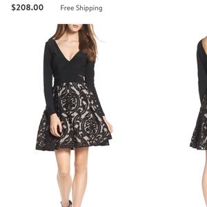 Embroidered jersey long sleeve dress